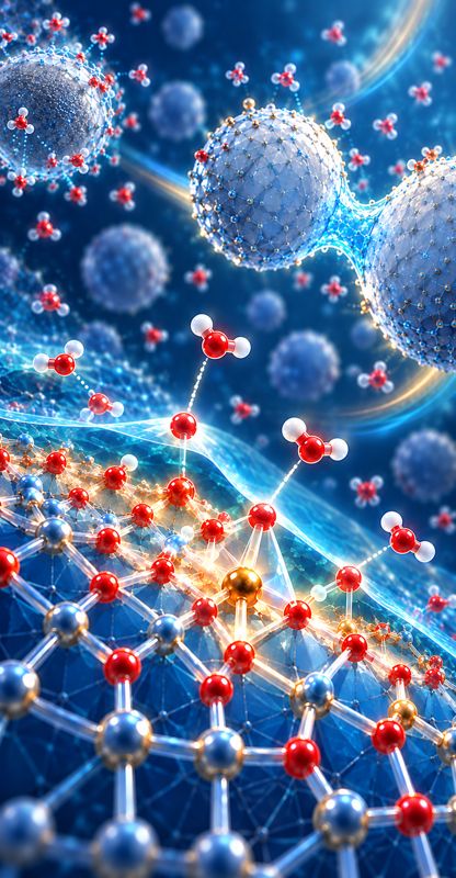 Illustration of hydration on alumina particle surfaces and bonding between particles