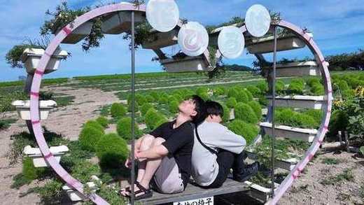 花ひろばのハートのベンチで