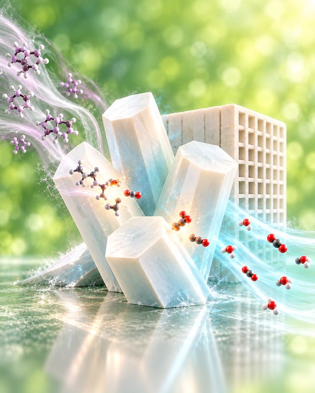 Illustration of VOC decomposition with a hydroxyapatite catalyst and a honeycomb filter